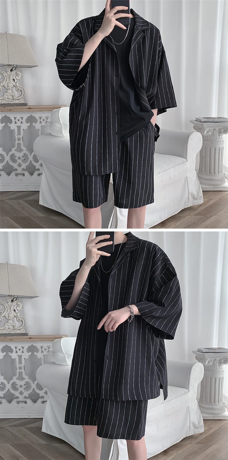 Men's Loose Striped Clothing Set