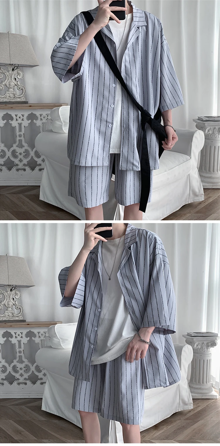 Men's Loose Striped Clothing Set