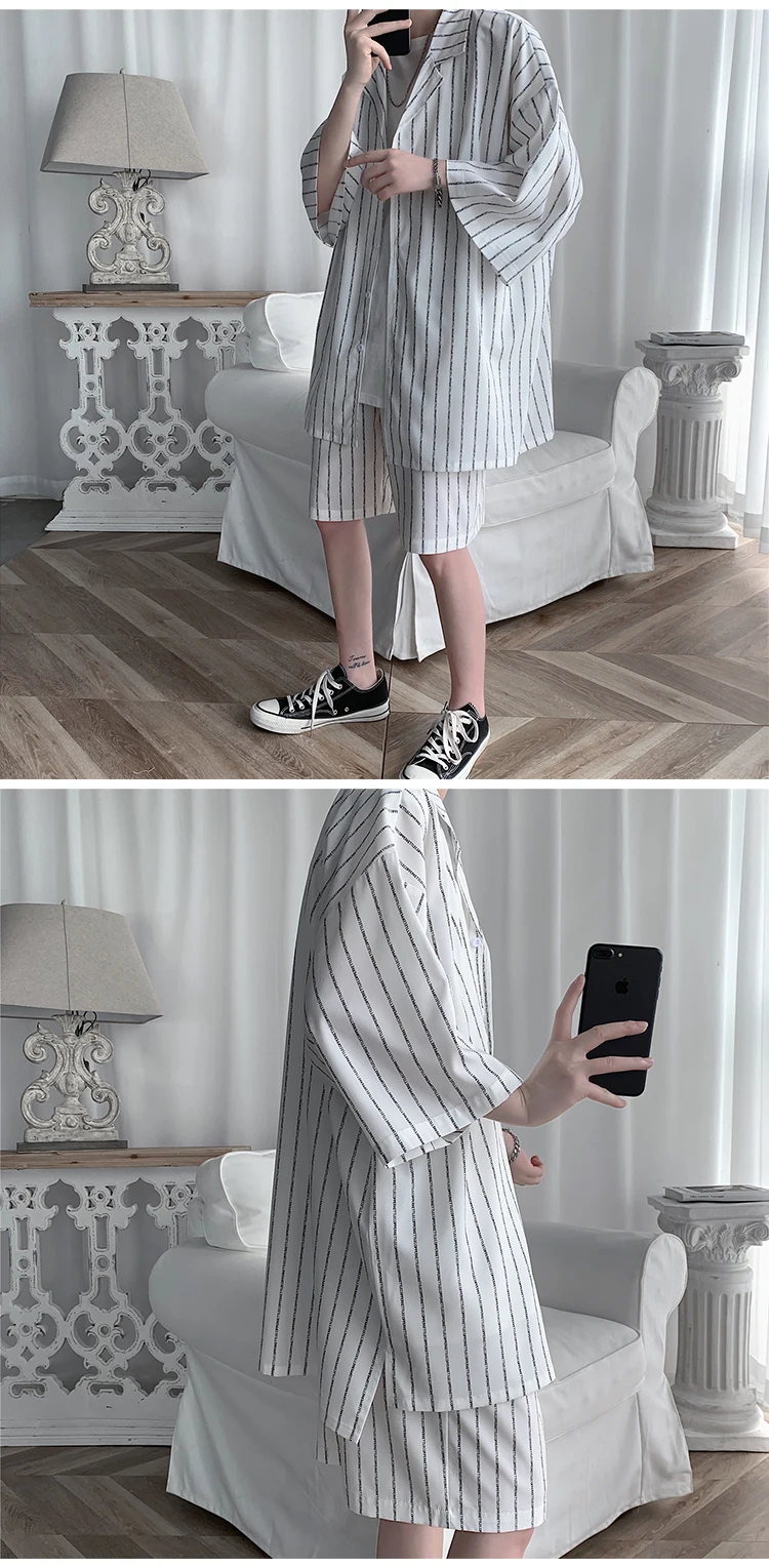 Men's Loose Striped Clothing Set