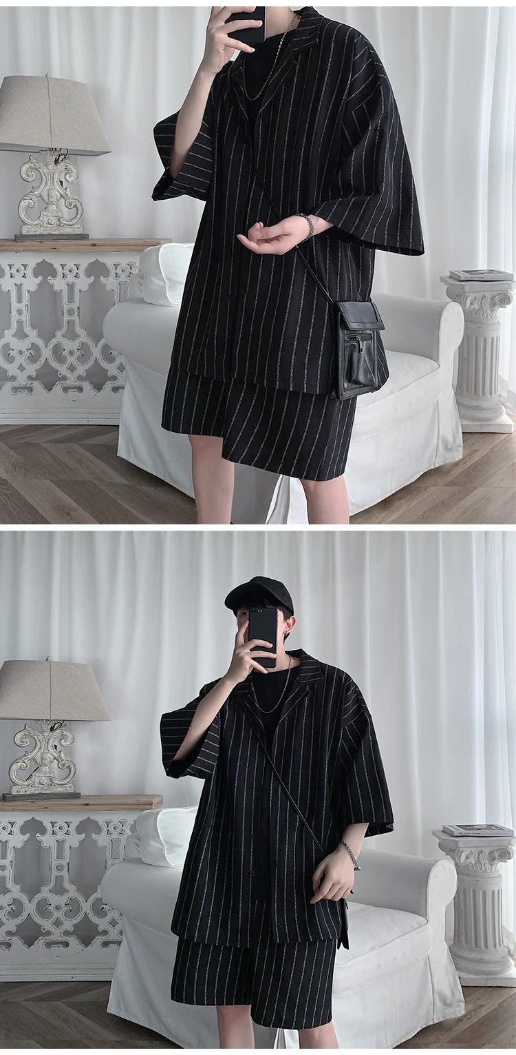 Men's Loose Striped Clothing Set